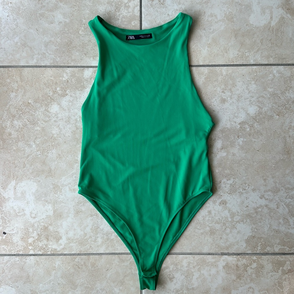 ZARA Green Bodysuit Tank